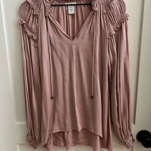 Sundance Pink Ruched Long Sleeve Blouse